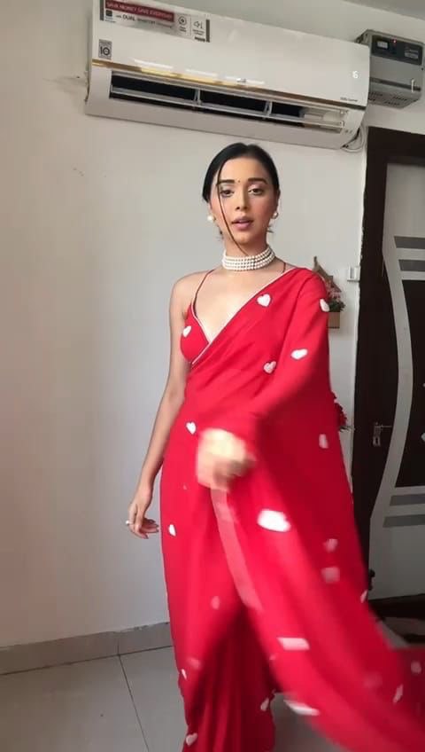 Loving Hart 2 Red Colour Georgette Sarees Catalog